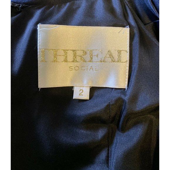 NWT $650 Thread Social 2 Mini Dress Navy Blue Silk Neiman Marcus Wedding Guest - Picture 8 of 8